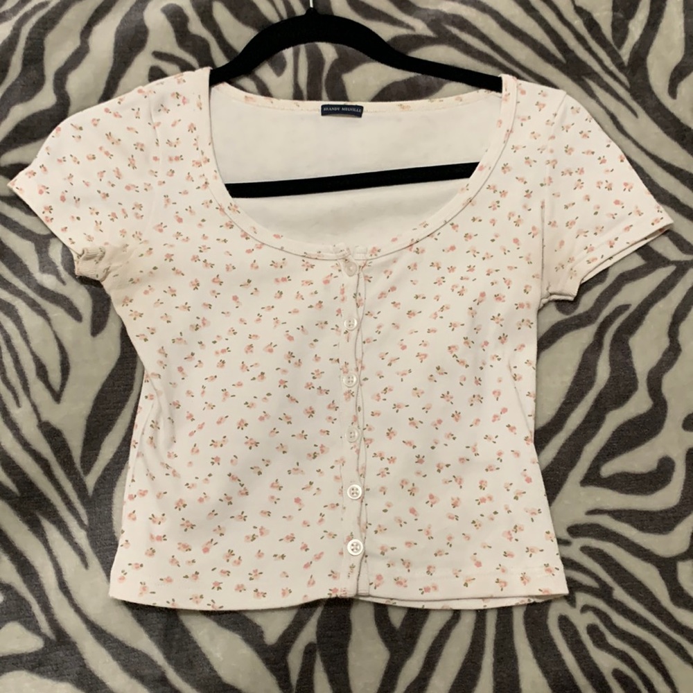 brandy melville floral button top